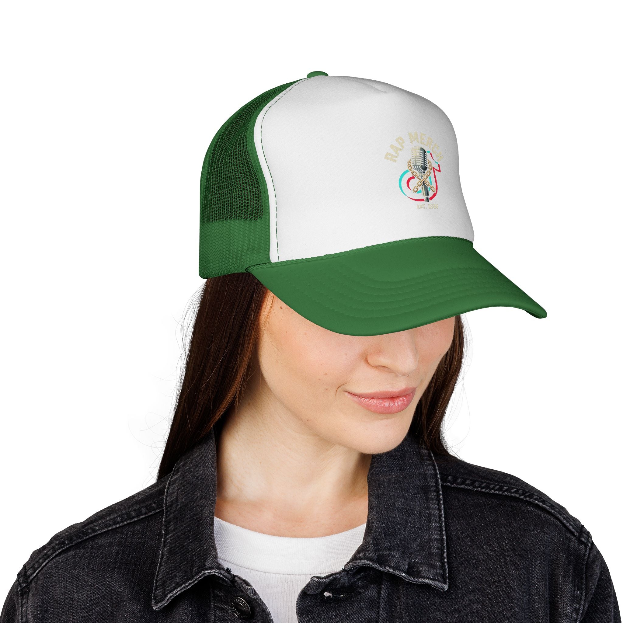 Trucker Cap — Retro Microphone 'Live Music' Embroidered Hat