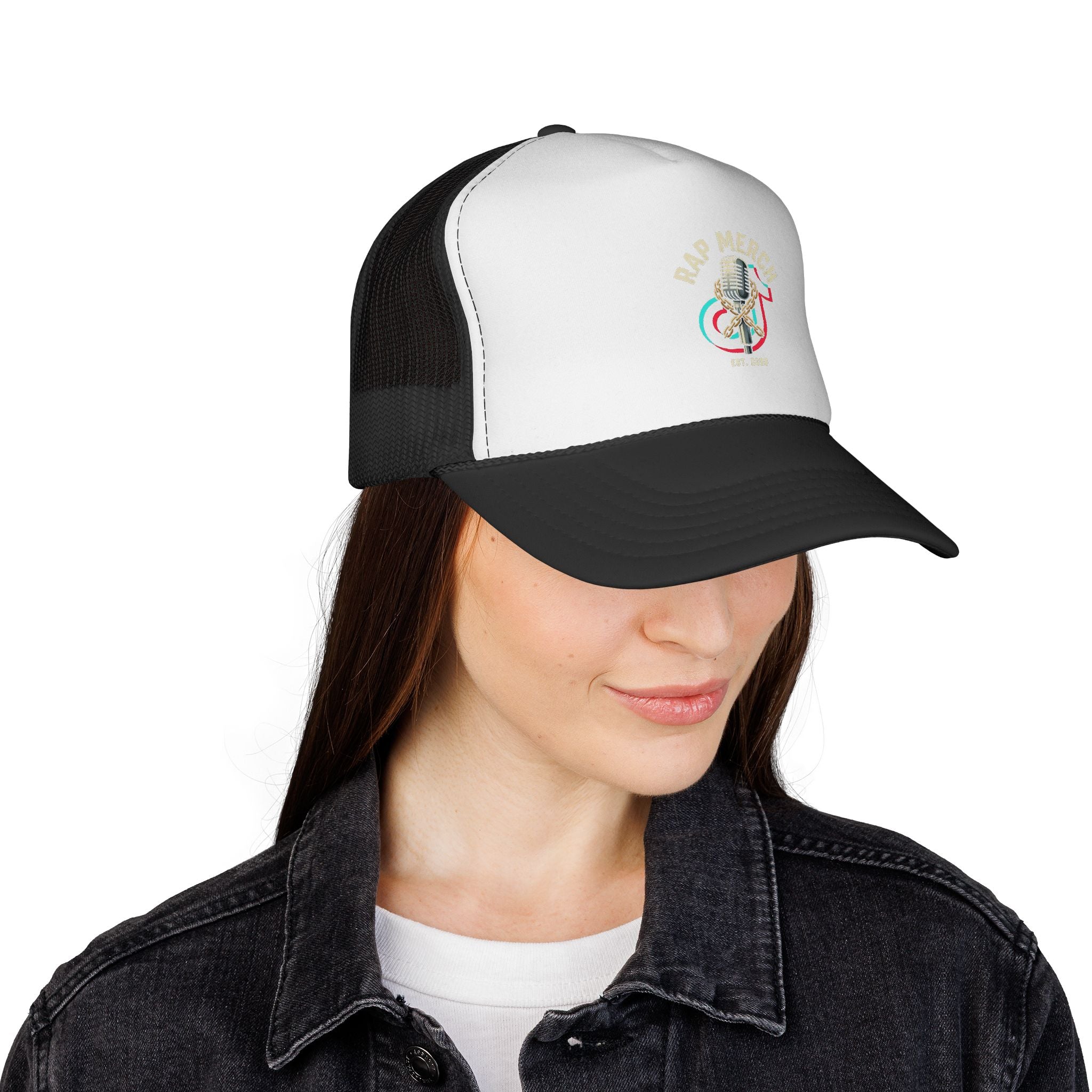 Trucker Cap — Retro Microphone 'Live Music' Embroidered Hat