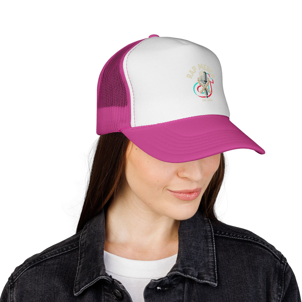Trucker Cap — Retro Microphone 'Live Music' Embroidered Hat