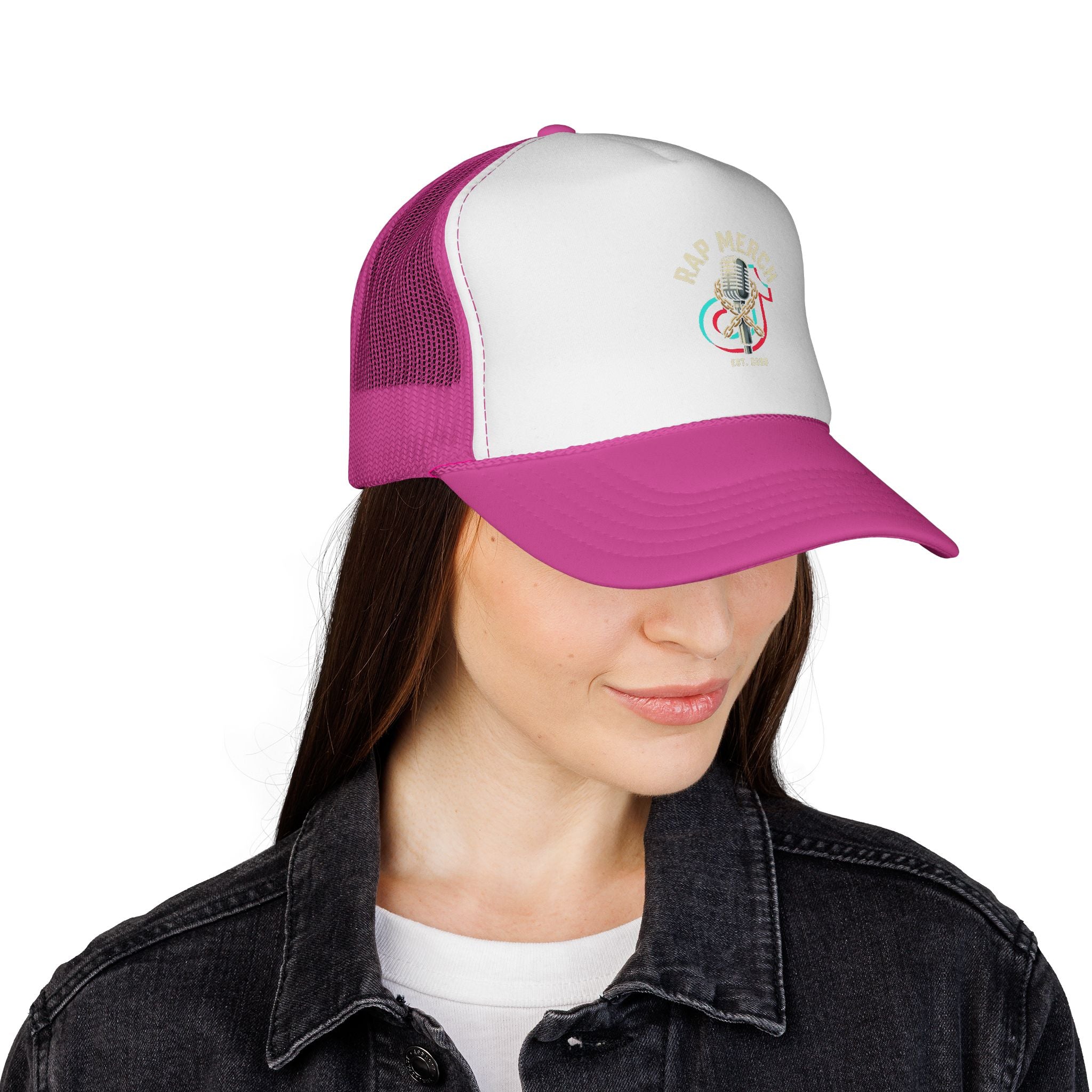 Trucker Cap — Retro Microphone 'Live Music' Embroidered Hat