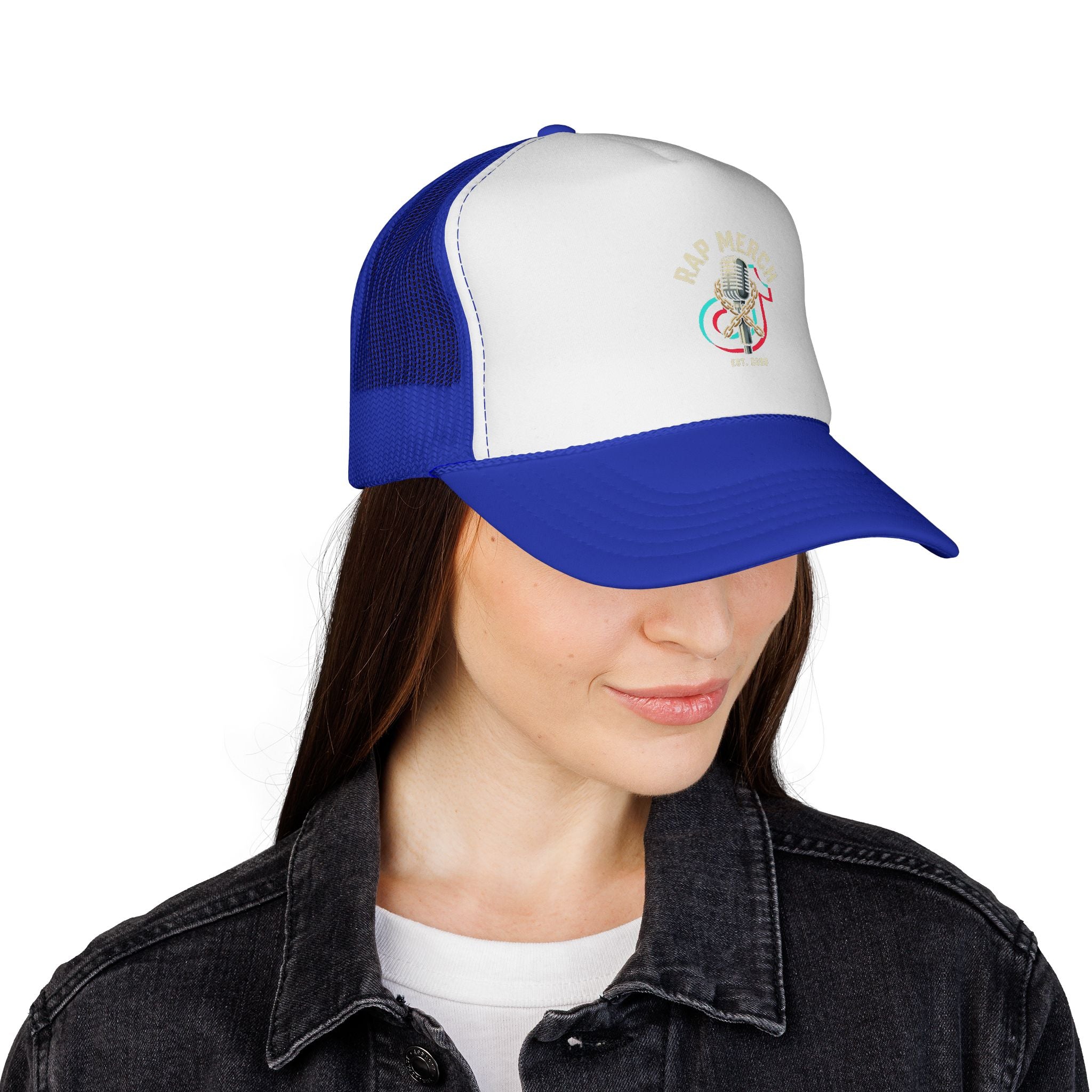 Trucker Cap — Retro Microphone 'Live Music' Embroidered Hat